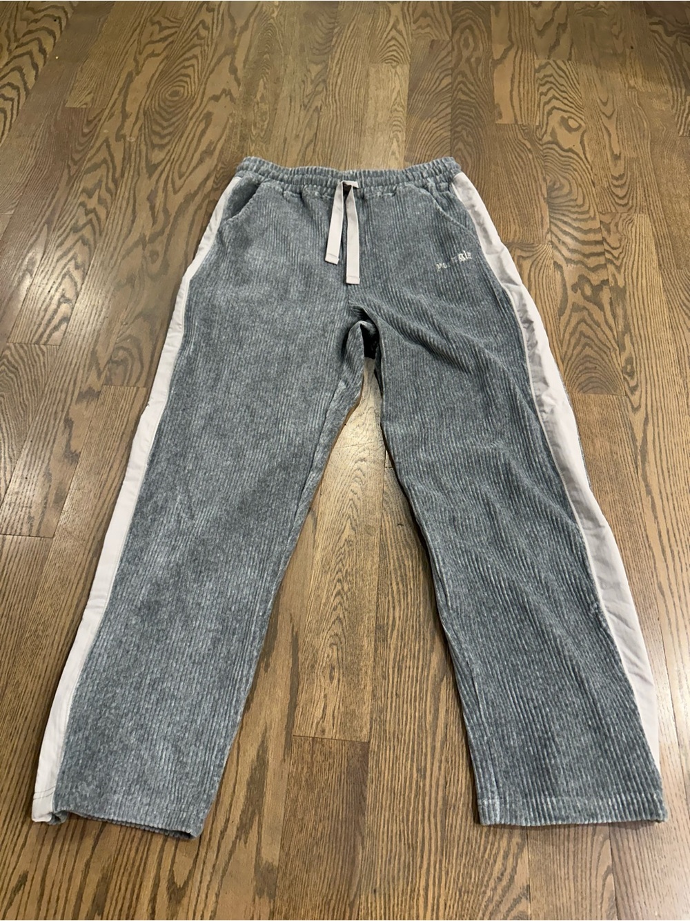 YoungLA Gray Corduroy Joggers with White Side Panels